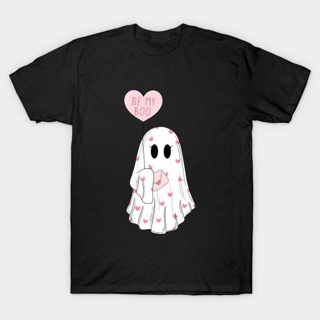 My Boo Valentine Cute Pink Heart Ghost Valentine T-Shirt by everetto